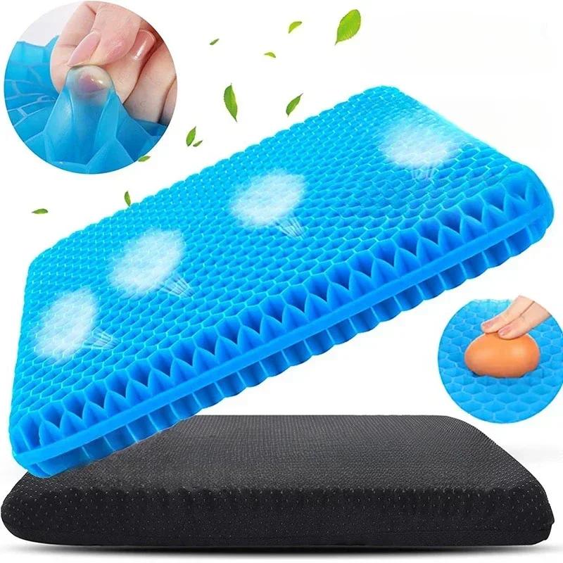 

Gel Seat Cushion Double Thick Egg Gel Summer Cushion for Pressure Relief Breathable Chair Pad Car Seat Office Chair Soft Cushion S синий