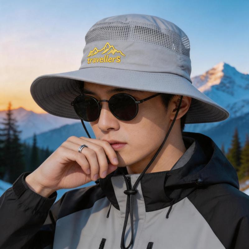 Outdoor shading and sun protection fisherman's hat men's summer large brim UV protection mountain hiking fishing hat