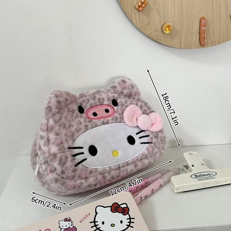 Hello Kitty Pencil Case Large Capacity Plush Pen Holder Hello Kitty Storage Bag Makeup Bag Cosmetics Pouch Desk Organizer Bag