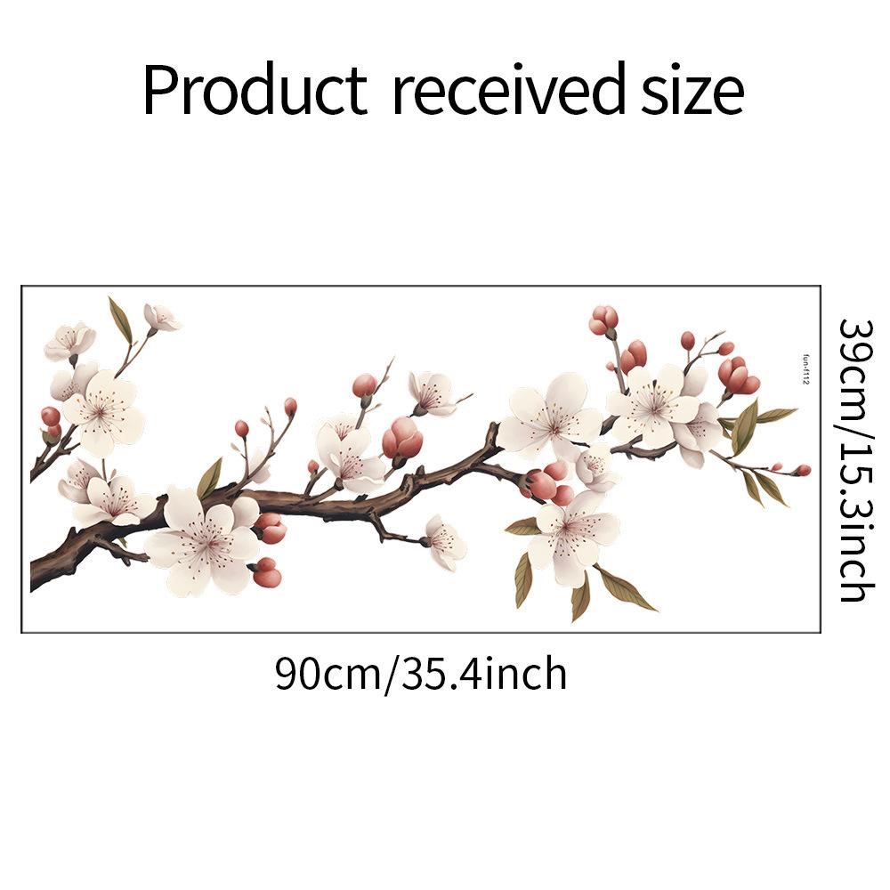 Selbstklebender Wandaufkleber mit Aquarellblumenzweig und Vogelmotiv für Schlafzimmer, Kopfteil oder Arbeitszimmer