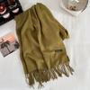 Green winter new solid color imitation cashmere scarf versatile gift men's and women's shawl tide