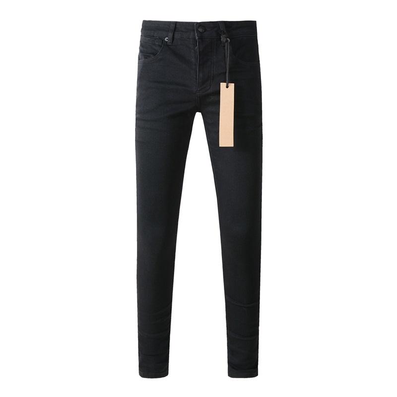 STREETRICH High Street Men's Jeans Low Rise Stretch Skinny Button Fly Ripped Hold Black Pants