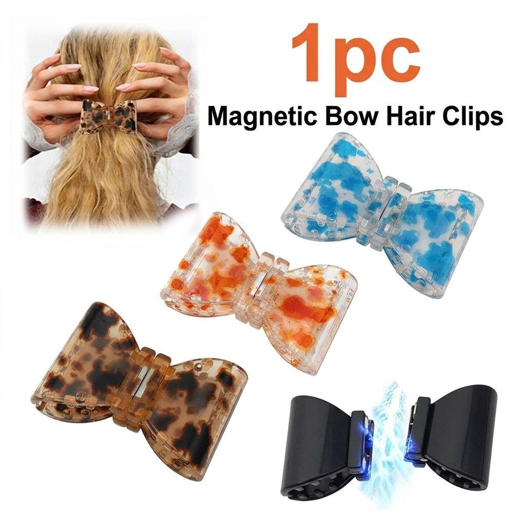 Magnetic Closure Bow Hair Clips Plastic Hair Styling Clips Magnetic Hair Clips Women Hair Decor