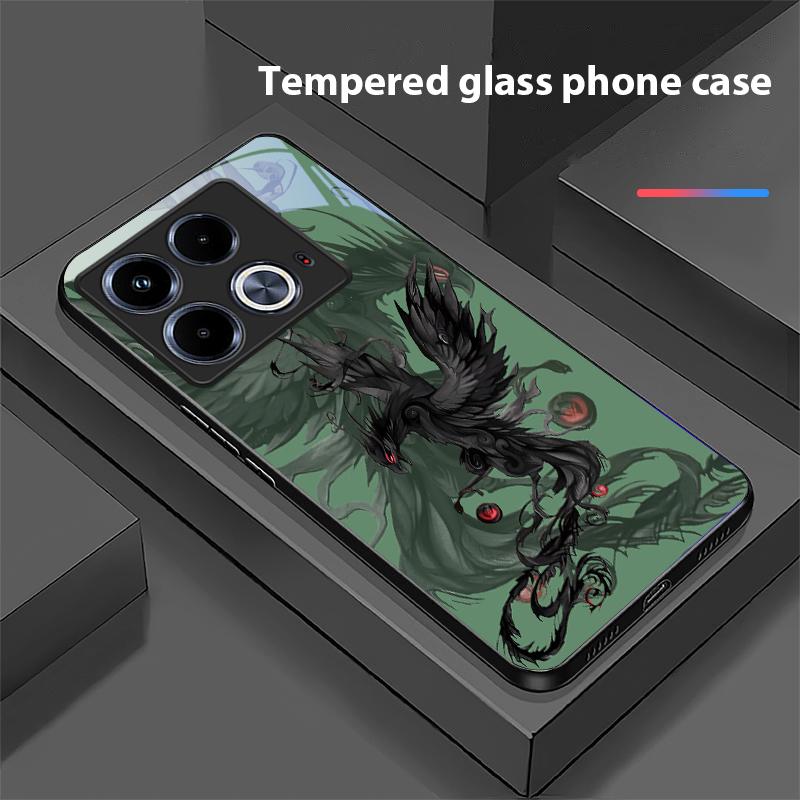 Funda de Cristal Templado Negra de Dibujos Animados Dapeng Para Infinix Note 40 4G 30i 12 G96 Smart 8 Hot 9 Play 10 11S 12 20i 50 Pro Plus 5G