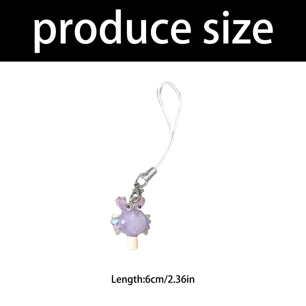 Adorable Small Ice Cream Phone Charm Glittering Resin Keychain with Star Jellyfish Design for Fashion Lover Present