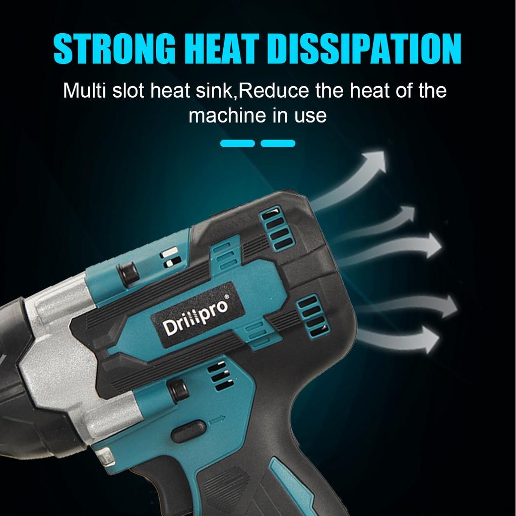 1/2 Square Cordless Wrench 800N.m Cordless Electric Impact Wrench 388VF Li-ion Battery Power Tool for Makita 18V Battery