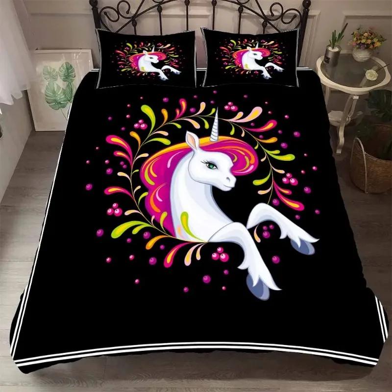 Dropship Unicorns Bed Linens Beding Dream Carton Unicorn Bedcover Set Thick Children Kids Ful King-Sized Dimensionsd Dimensions Warm Comforter Cover