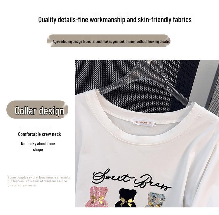 Women's Plus Size Loose Mid-Length Short-Sleeved Round Neck T-Shirt