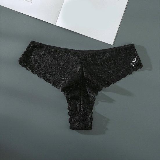 Low-rise Cotton Crotch Seamless Solid Color Women Panties Sexy See-Through Hollow Lace Briefs