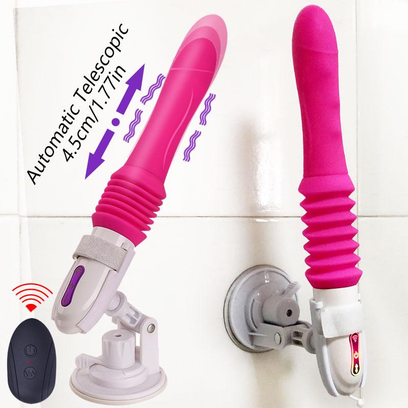 Masturbační stroj Teleskopický vibrátor Pohyb nahoru Dolů Vaginální masáž Bezdrátové ovládání Automatické sexuální stroje Sexuální hračka pro ženy