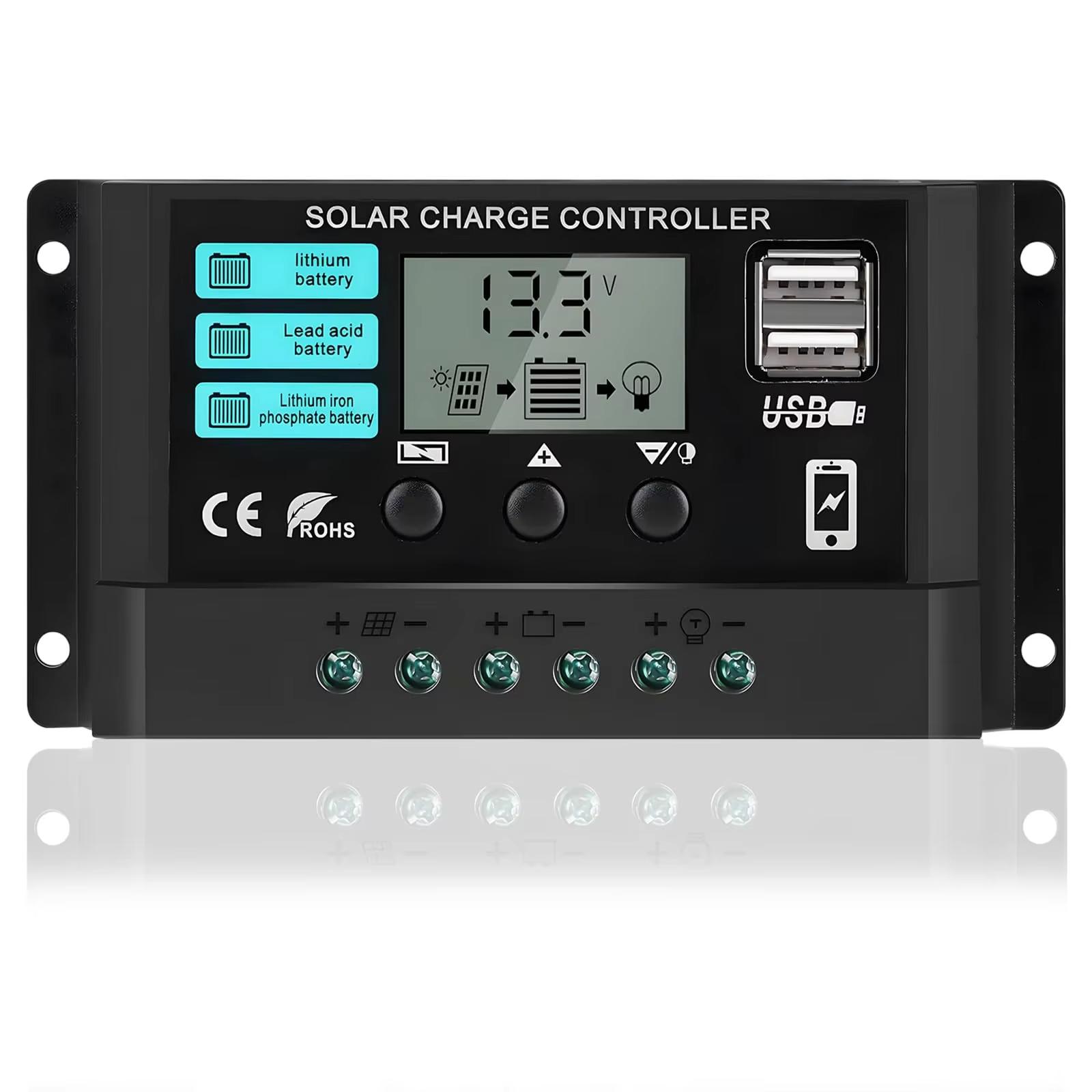 LCD Accessories Solar Charge Controller 12V/24V PWM 10A-100A with Adjustable LCD Display Timer Setting Regulator Screen Timer 40A