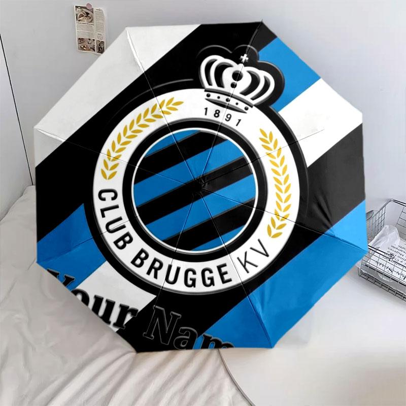 1 PC Automatic Folding Umbrella - Club Brugge KV Custom Name Pattern, Portable & Foldable Design with 8 Ribs, Christmas Birthday Gifts