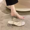 Two-wear 2025 New Style Women's Sandals Rhinestone Embellished Fashion Outerwear High Heel Net Weight Casual Shoes