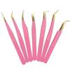 Stainless Steel Eyelash Extension Tweezer Anti-static Makeup Tool Professional Fiber Tip  Women
