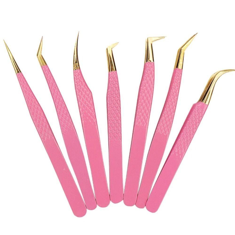 Stainless Steel Eyelash Extension Tweezer Anti-static Makeup Tool Professional Fiber Tip Women