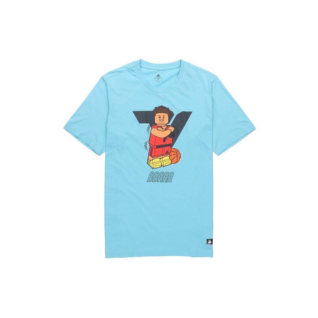Adidas X Lego x Dame Trey Young Basketball Fun Brick Print T-Shirt, Version Ss 3 Men Tops Sky-Blue GU2717
