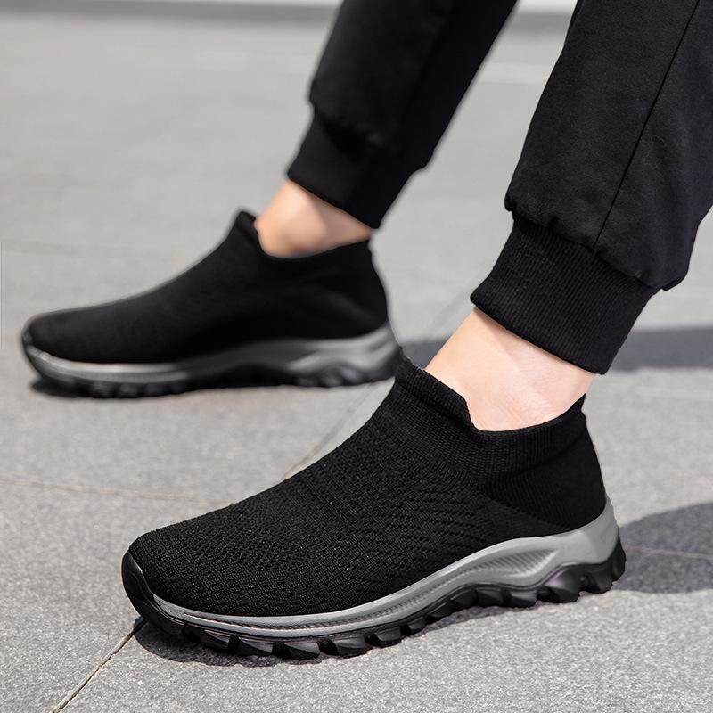 Spring New Men's Shoes Casual Shoes Breathable Fly-woven Sports Shoes Lazy Shoes Men's Round Head Single Shoes