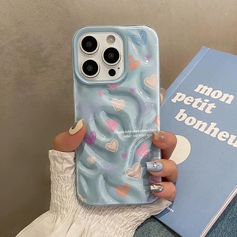 Liebesherz-Muster Handyhülle Für IPhone 17 16 15 14 13 Pro Max 11 12 Pro Plus Schutzhülle INS Mode Funda Farbe Süßigkeiten Schale