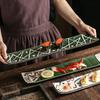 1PC Japanese-style Sushi Plate Tableware Creative Hand-painted Ceramic Day Strip Flat Sashimi Salmon Commercial Plate