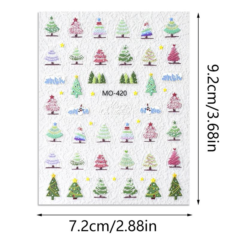 Jul 5D Preget Snømann Snøfnugg Nail Art Klistremerker Tegneserie Julenissen Juledekal DIY Manikyr Dekaler