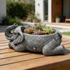 Elephant Planter Resin Elephant Animal Flower Pot Decorative Plant Holder with Drainage Hole for Indoor Outdoor Garden Patio Desk Home Decor