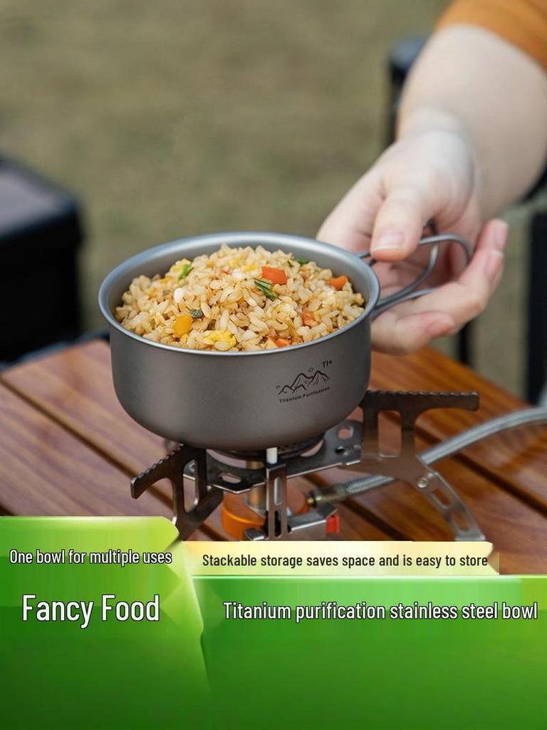 Japanese Style Titanium Camping Pot: Portable, Folding, Multi-functional Outdoor Cookware for Soup and Wild Cooking.