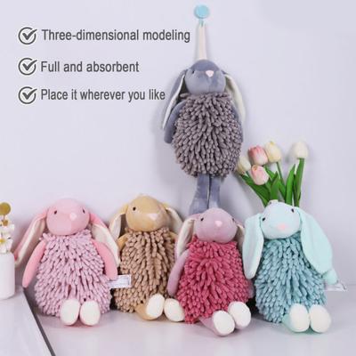 Chenille Hand Towel Soft Velvet Absorbent Towel Bathroom Three-dimensional Bunny Shape Quick Drying Hand Towel
