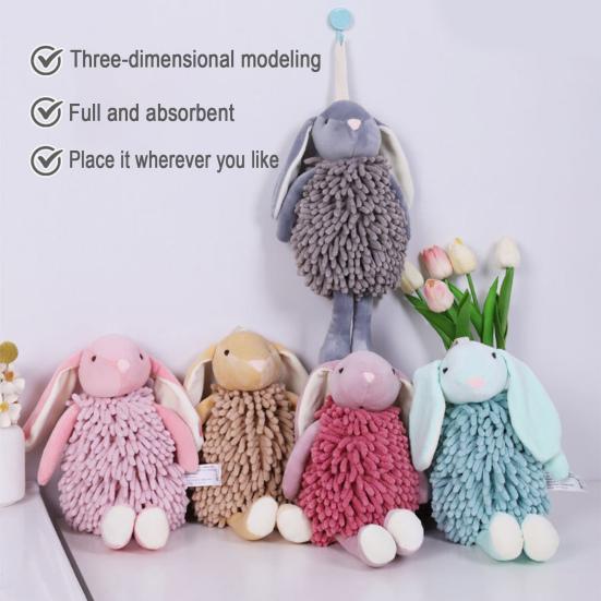 Chenille Hand Towel Soft Velvet Absorbent Towel Bathroom Three-dimensional Bunny Shape Quick Drying Hand Towel
