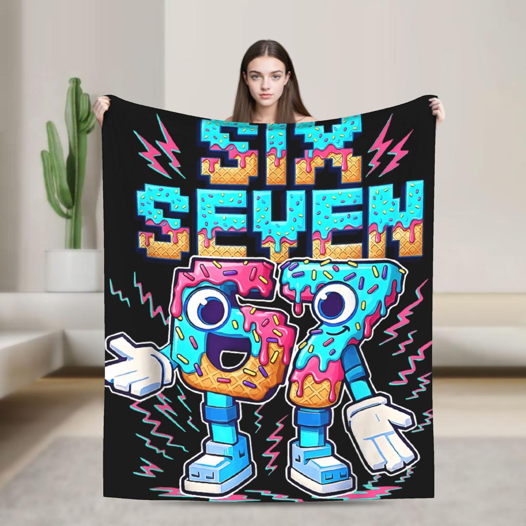 Steal a Brainrot Six Seven Italian Meme Gaming 67 Blanket Soft Warm Throw Blanket Winter Child Outdoor Pattern Bedspread