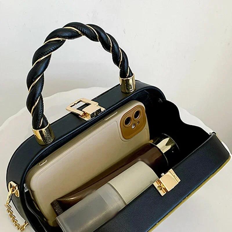 Fashionable Women Chain Box Bag Pu Shaped Small Square Bag Simple Crossbody Bag Portable Handbag Lady Shoulder Bag New Design