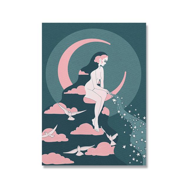 

Богемный психоделический абстрактный плакат Луна, новый стиль, принт, настенное искусство, современная картина на холсте, гостиная, скандинавское украшение дома 21cm×30cm NoFrame