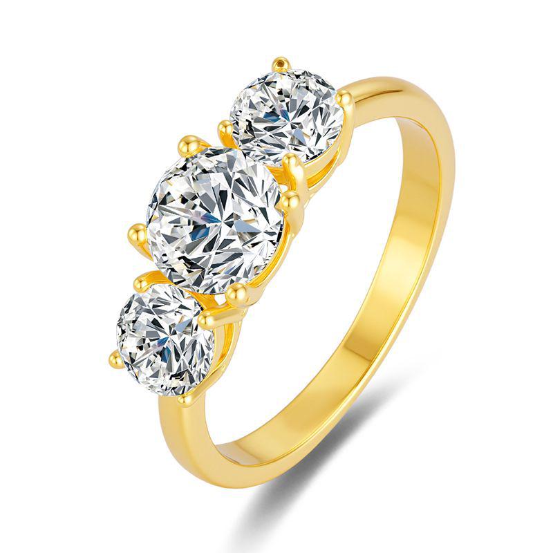 European High-End 925 Sterling Silver Moissanite Ring: Simple Stackable Korean Style with Three Lives Stone Design Size 9