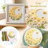 DIY Hand Embroidery Kit with Floral Moon Design for Bedroom Wall Decor, 20cm Hoop, Scissors and Needle Threader