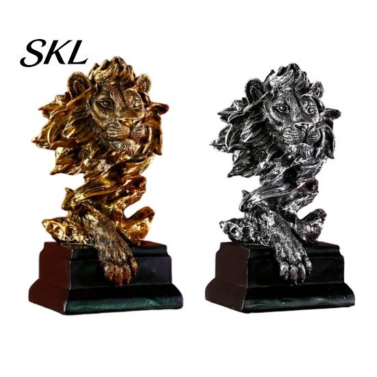 Anti-tip Decorative Piece Resin Animal Head Bust Sculpture, Sandstone Textured Statue, Minimalist European Desktop Decor Fade-Resistant Dust-resistant