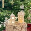 Ceramic Led Night Lights Winter White Snow House Miniature Lamp Christmas Festive Atmosphere Decorative Ornaments Crafts Gifts