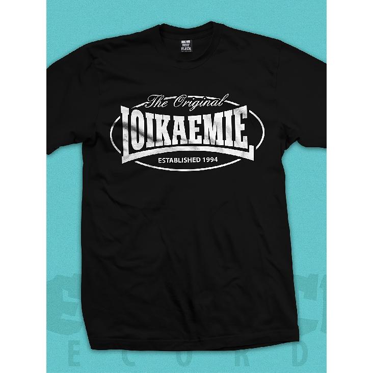 men s black short sleeve crew neck t-shirt with vintage the original ioikaemie established 1994 graphic print, soft cotton feel, casual streetwear S чёрный