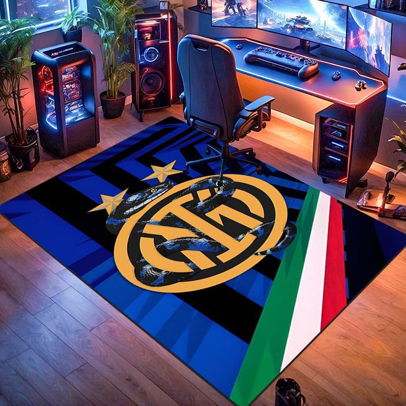 Tappeto con Stemma Inter Milan Stampa Artistica Adatto a Tutte le Stagioni Arte Moda Decorazione per Dormitorio