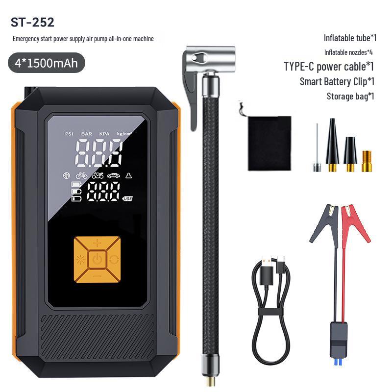 All-in-One Wireless Car Air Pump & Emergency Jump Starter with Tire Pressure Measurement