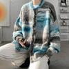 Men's and Women's Trendy Color Block Autumn/Winter Loose Knit Cardigan Sweater