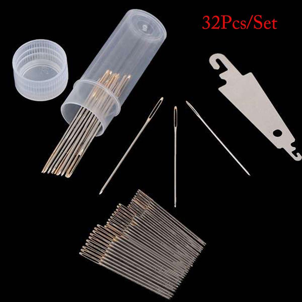 

32Pcs Mix Size Embroidery Sewing Tool Stainless Steel Threader Sewing Needles Cross Stitch Needle
