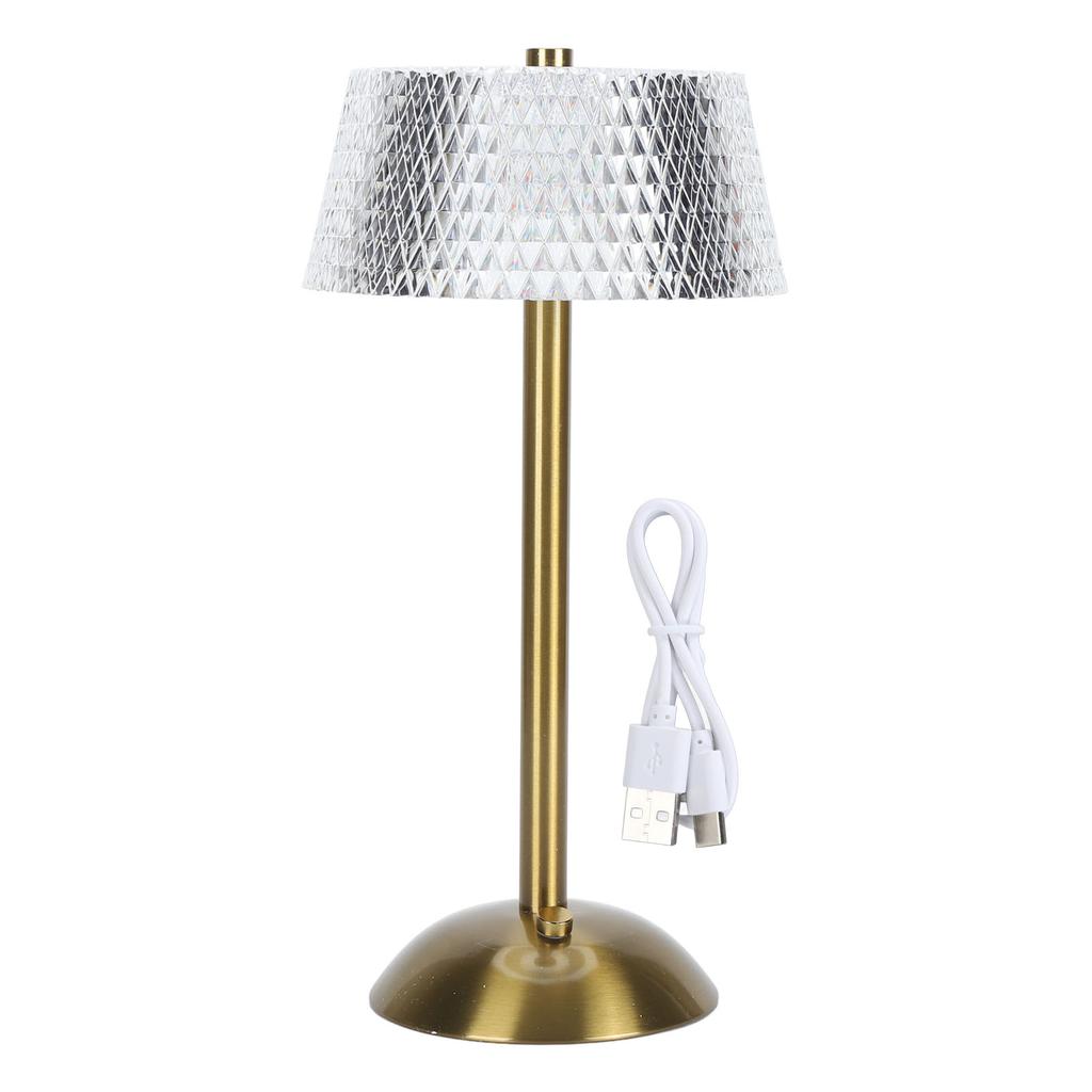 Dimmable Crystal Table Lamp 3 Color Changing Touch Control LED Rechargeable Desk Lamp for Bedroom