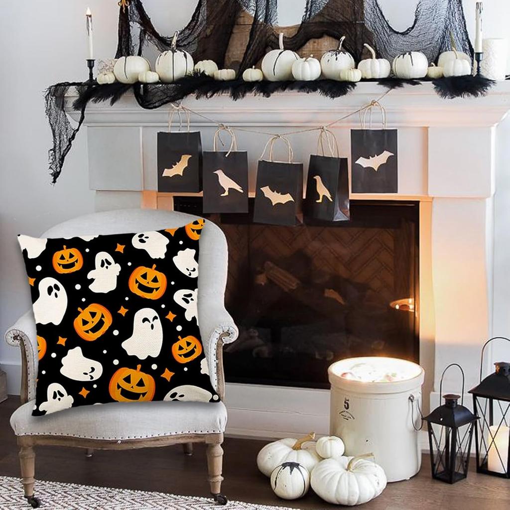 Spooky and Fun Halloween Pillow Covers: Happy Halloween, Ghost, Pumpkin Patterns & 'Boo Y'all' Sofa Cushion Cover,gift