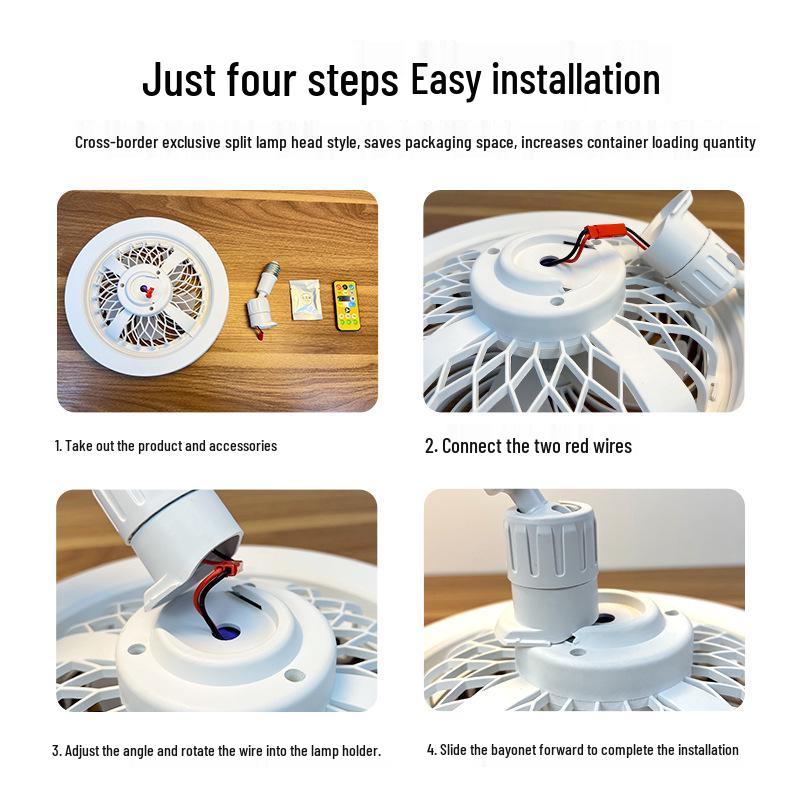 LED Bulb Ceiling Fan with Modern Minimalist Design for Living Room or Balcony