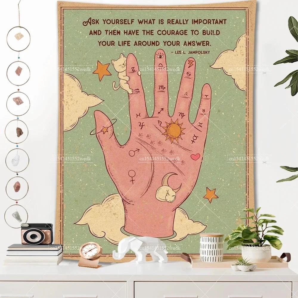 VIKAMA Bohemian Tarot CatThemed Room Decor Tapestry Sun and Moon Tarot Tapestry Home Room Wall Decor