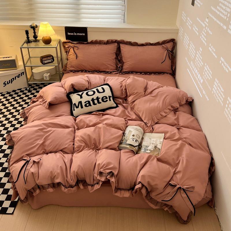 Cross-border E-commerce Exclusive Embroidered Patchwork Bed Set - Bowknot Lace Series