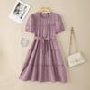 ZANZEA Women Casual Round Neck Summer Short Sleeve Dress
