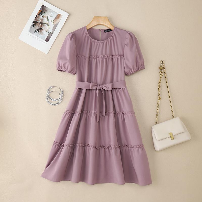 ZANZEA Women Casual Round Neck Summer Short Sleeve Dress