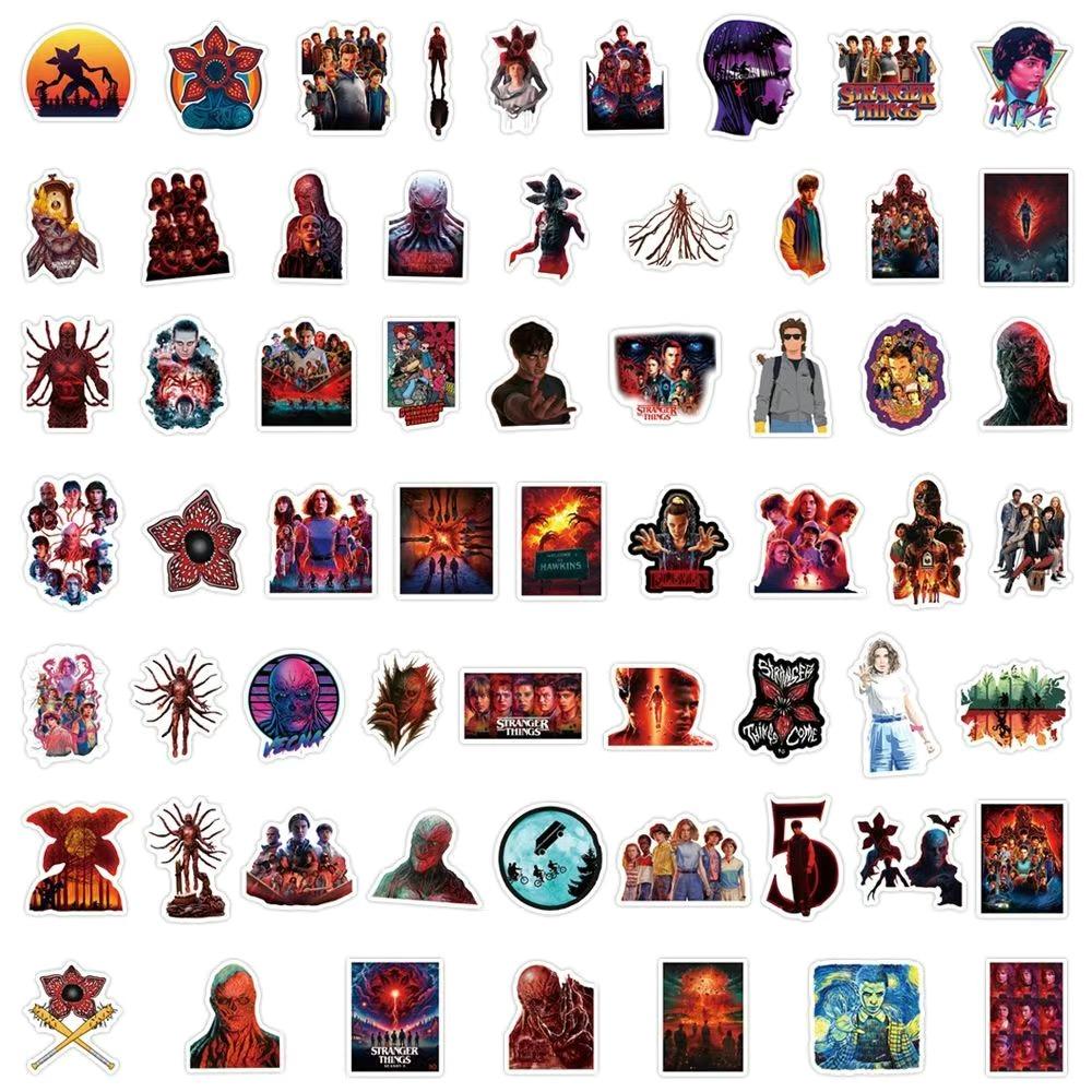 54 PCS Stranger Things Stickers,Stickers Movie Anime Stickers for Laptop Journal Skateboard Guitar Luggage