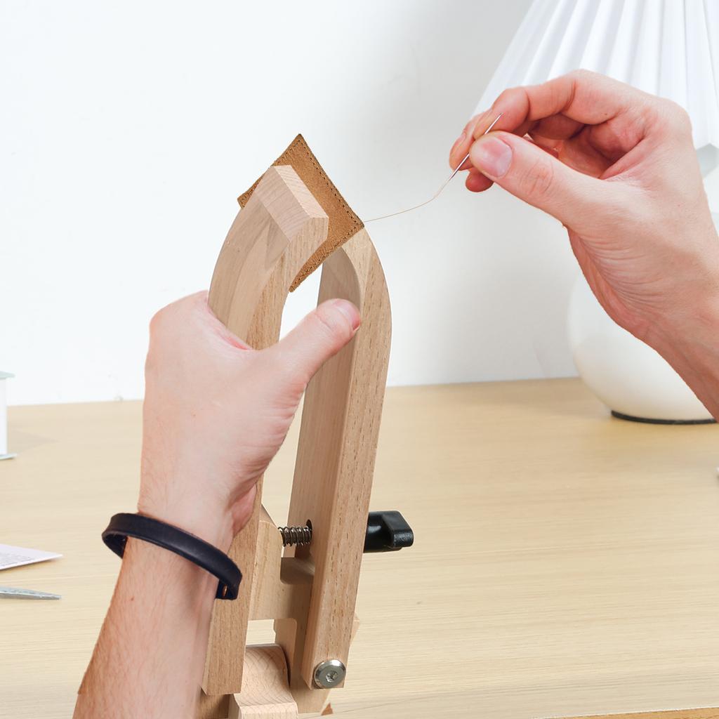 Stitch Pony Wood Leather Pony Foldable Desktop Stitching Pony Horse Clamp Adjustable Leather Sewing Tools for DIY Leathercraft