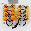 Versatile Costume Hair Pieces Halloween Plush Pumpkin Headband, Fuzzy Orange Ghost Face Holiday Headwear for Kids Adults Accessories Women Cosplay